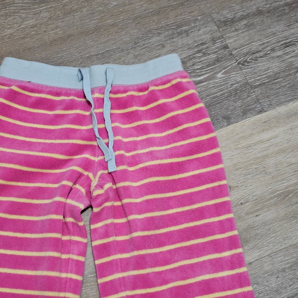Mini Boden Pink White Stripe Terry Cloth Pants Sweatpants Casual Girls 7-8Y - Picture 2 of 6